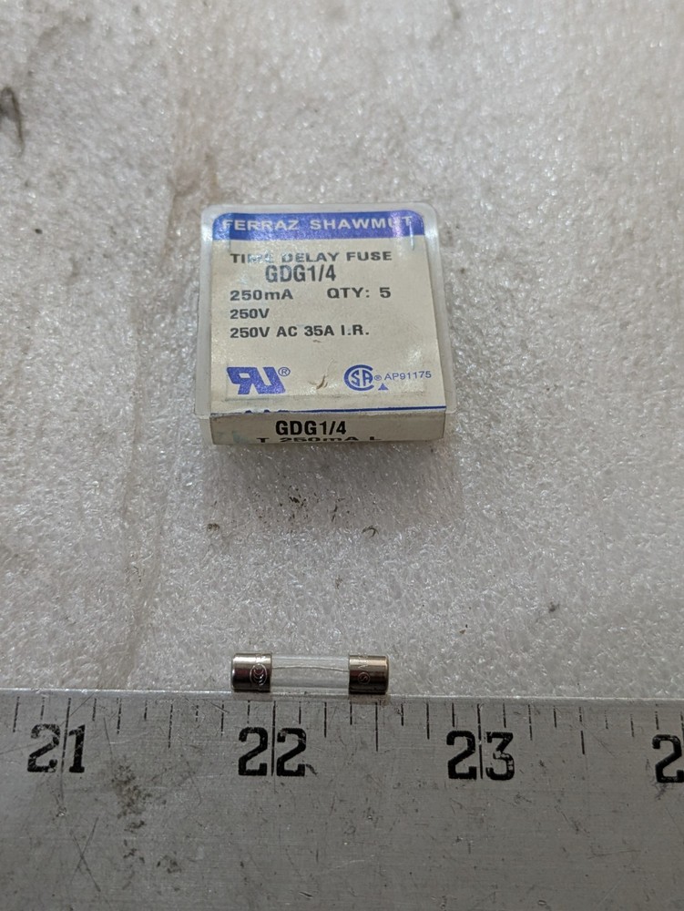 Ferraz Shawmut GDG1/4 250mA 250V Glass Fuse Time-Delay Pack of 8