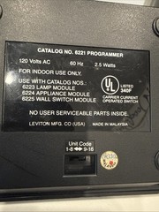 Leviton 6221 Clock Programmer Central Control System Powers On Walnut Grained