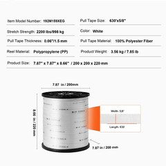 VEVOR Polyester Pulling Tape Mule Tape 5/8″ x 630′ 2200 lbf Tensile Capacity