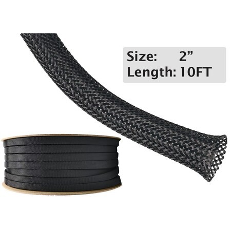 ELECTRIDUCT BS-XO-200-10BP-BL Braided Cable Sleeve, 2 in Inside Dia., 3.14 in