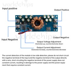 800W/1200W DC-DC Adjustable Buck Power Module DC15V-90V to DC2.5V-72V 28A/50A