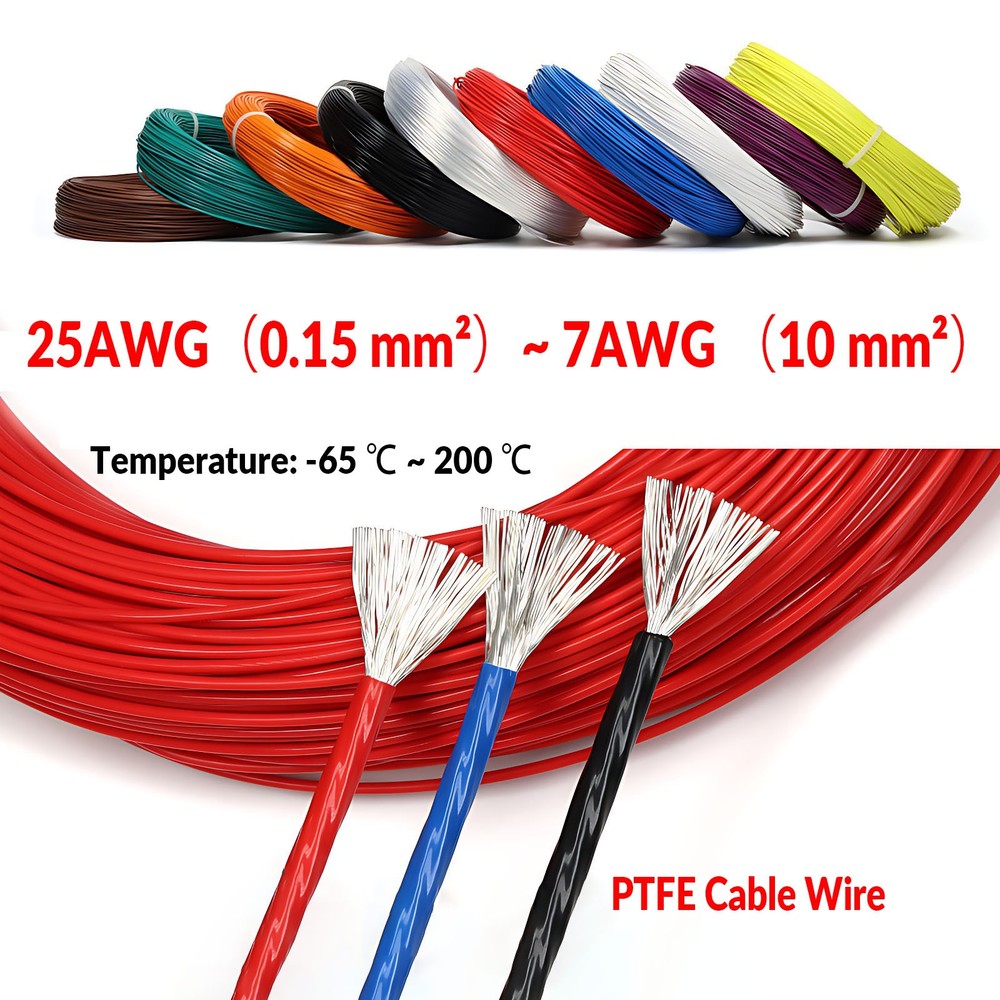 PTFE Cable Wire Flexible Tinned Copper Stranded 7 9 11 13 14 16 18 19 20~ 25 AWG