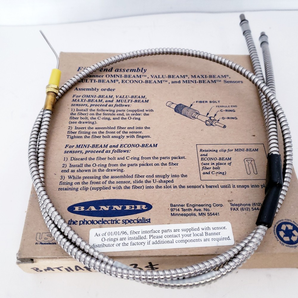 BANNER ENGINEERING BMTHAP 753S GLASS FIBER OPTIC BIFURCATED STEEL CABLE NIB