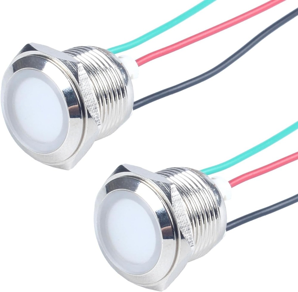 16mm 12V 24V Metal LED Indicator Light, Waterproof Common Anode Indicator Light