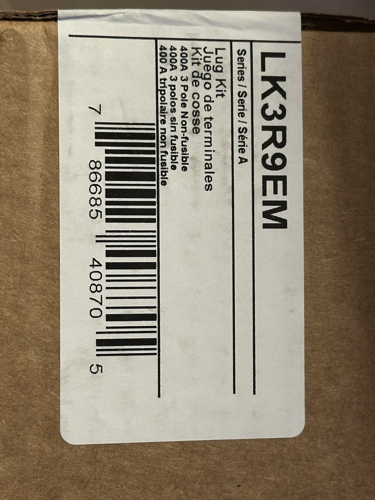 * NEW * EATON LK3R9EIM Lug Kit Terminals w/ Hardware Screws Nuts Washers