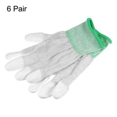 6 Pairs ESD Anti Static Gloves 20cm Overlock Edge PC Gloves(Medium), Green