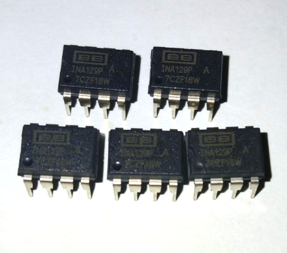 Burr Brown INA129P Instrumentation Amp IC/Lot of 5/NOS/8-pin DIP package