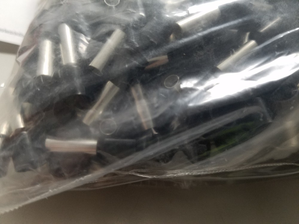 100 BLACK INSULATED AUDIO WIRE FERRULE 10 AWG 12 MM LONG BARREL