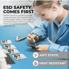 MWRF ESD Anti-Static Mat Kit with Wrist Strap & Grounding Cord 0.07”, (18”x47”)