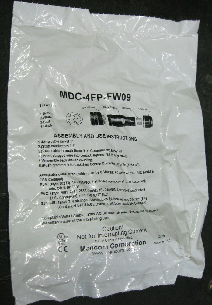 Mencom MDC-4FP-FW09 Field Connector 4P M12
