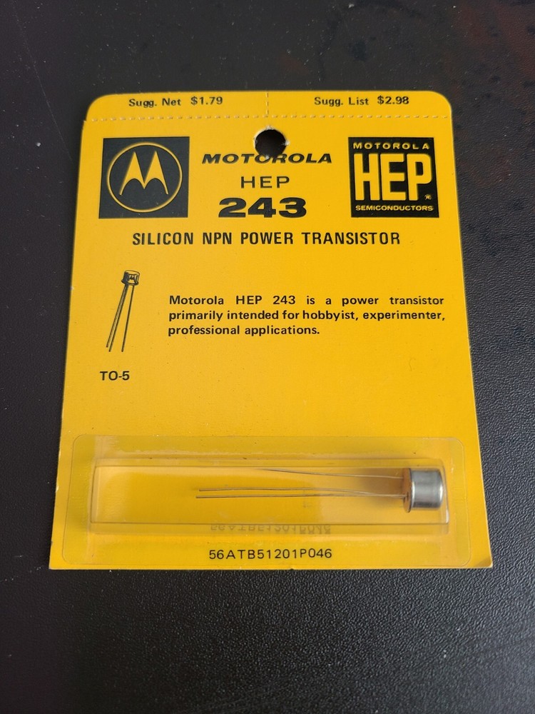 ONE Vintage HEP243 – MOTOROLA – SILICON NPN POWER TRANSISTOR, NOS sealed