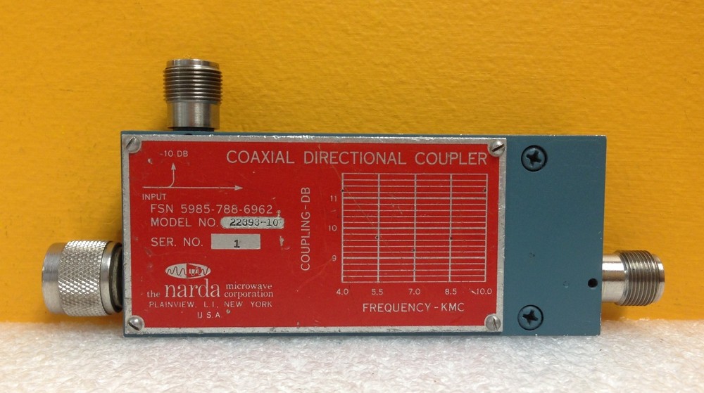 Narda 22393-10 (AKA 3004-10) 4.0 to 10.0 GHz, 10 dB, 50W, Type N Coaxial Coupler