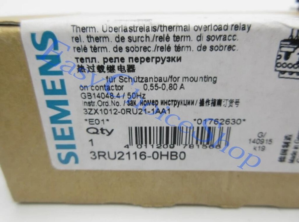 1PCS 3RU61160HB0 0.55-0.8A Siemens Thermal relay SIEMENS 3RU6116-0HB0 0.55-0.8A