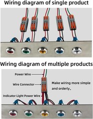 5Pcs 12V 24V 110V AC DC 8mm 5/16 Inch Metal LED Indicator Light Size: 8mm（12V）