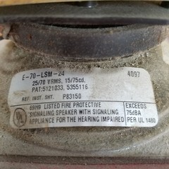 Wheelock E-70-LSM-24 Fire Alarm Speaker Strobe, 25/70 VRMS, 15/75cd – USED