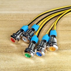 5Pcs 8mm LED Metal Indicator Light Waterproof Indicator Light 110V 220V AC 5
