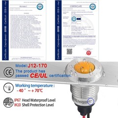 UL Listed 12mm 0.47 LED Indicator Light Indicator Light Waterproof IP67