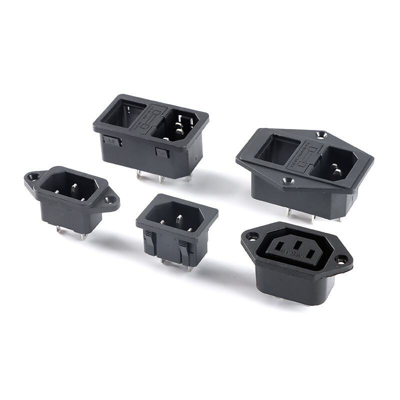 IEC Power Socket Connector AC 250V 10A Male Female Plug Jack 3 Pin PCB Panel