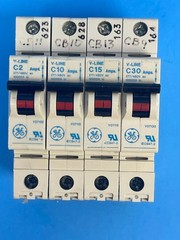 General Electric V-Line C2, C10, C15, C30 Circuit Breaker [Lot of 4]