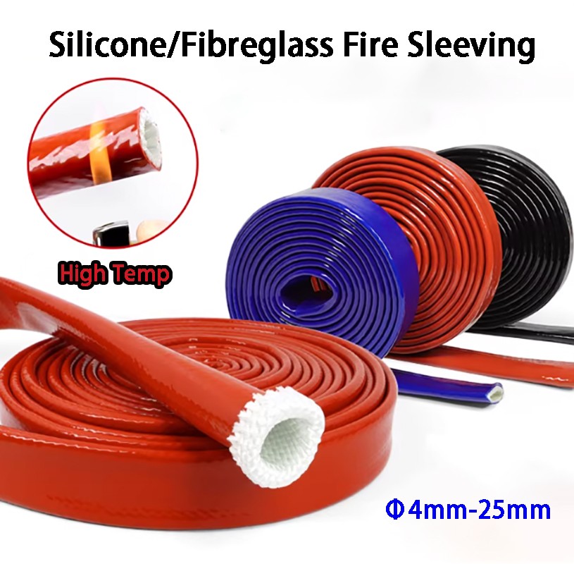 Silicone/Fibreglass Fire Sleeving Protective Φ4mm-25mm Heat Shielded Fire Sleeve