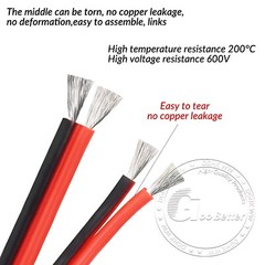 2-Core Twin Flexible Silicone Cable 10/12/14/16/18/20/24/26/30 AWG Wire 200°C