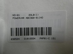 Powervar ABC360-91IND Power Conditioner 120/208/240/480v-ac 120v-ac 360va