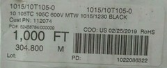 NEW 1015/10T105-0 10 105TC 105C 600V MTW 1015/1230 BLACK