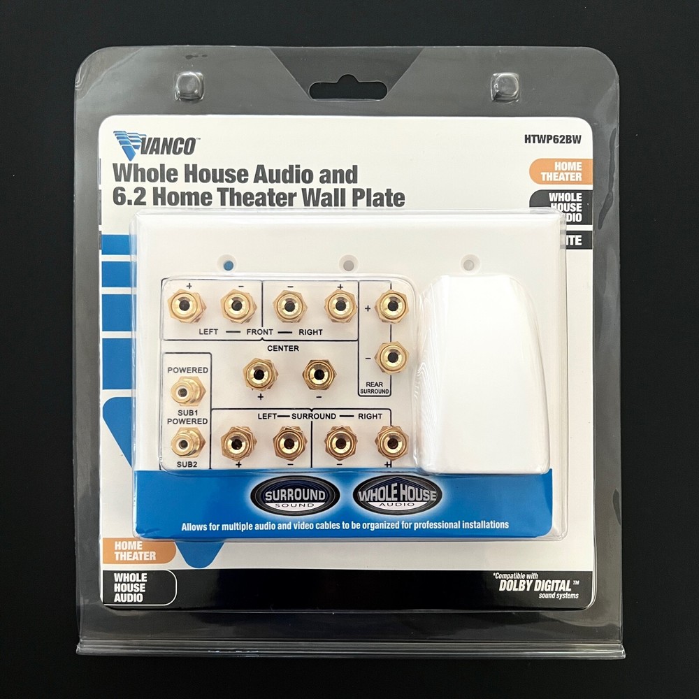 Vanco Whole House and 6.2 Home Theater Wall Plate HTWP 62BW White NOS
