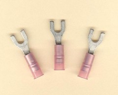 50 Red NYLON Insulated FORK SPADE Terminal Connectors #22-18 Wire #6 Stud USA