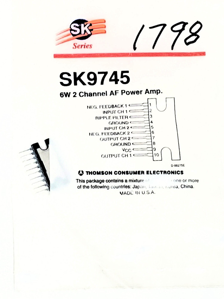 NTE1798 “Original” NTE IC 10P SIP AKA SK9745 LA4270 1 pc
