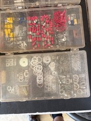 HUGE lot (8) plastic organizer boxes filled with electrical components clip fuse