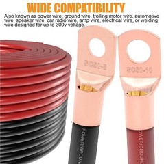 AWG 1/0 Gauge Wire (20 Feet Black+20 Red) Copper Clad Black, Red