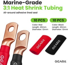 4 Gauge Battery Cable – 4 Gauge Wire Kit with 15 Lugs, 20 Heat Shrink Wrap