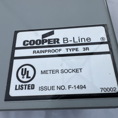 Eaton Cooper B-line U264 4 Jaw 200 A 600v 1 Phase 3 Wire Meter Socket 3R