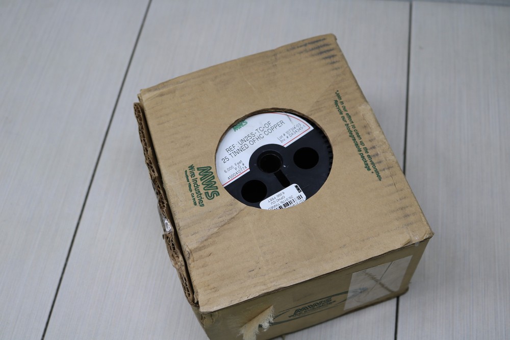 6000′ 25AWG (.0179) Tinned OFHC Copper Wire UN25S-TC-OF Oxygen Free High Thermal