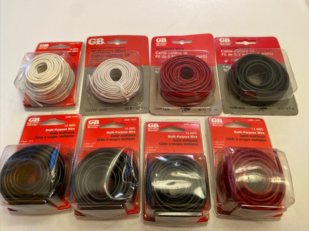 NIB GB GWR-1835 Gardner Bender 12 14 18 AWG Multi-Purpose Wire Lot 8 Rolls #K