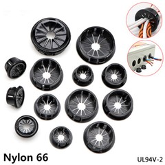 Round Nylon Grommets Wire Tidy Cable Hole Cover Caps Plugs Snap Security Black