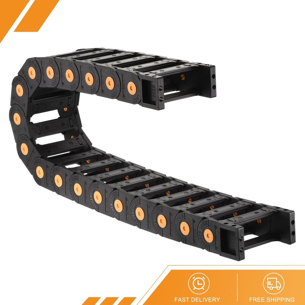 Drag Chain Cable Carrier Open Type End Connectors R100 35x100mm 1M Plastic Black