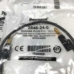 Lot of 4 Pomona 2948-24-0 Stackable Banana Plug Patch Cord Test Lead, Black, 24″