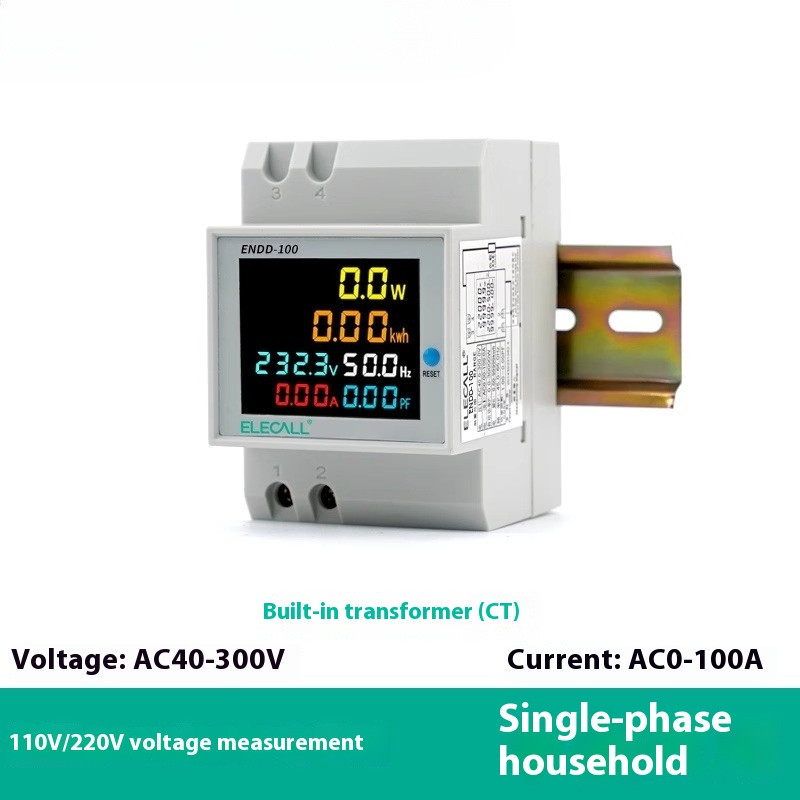 Electric Din Rail 40-300V 45-65HZ Digital LCD KW Energy Consumption Meter