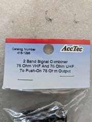 AccTec 415-1296 2-Band Signal Combiner VHF/UHF 75/76 Ohm Push-On