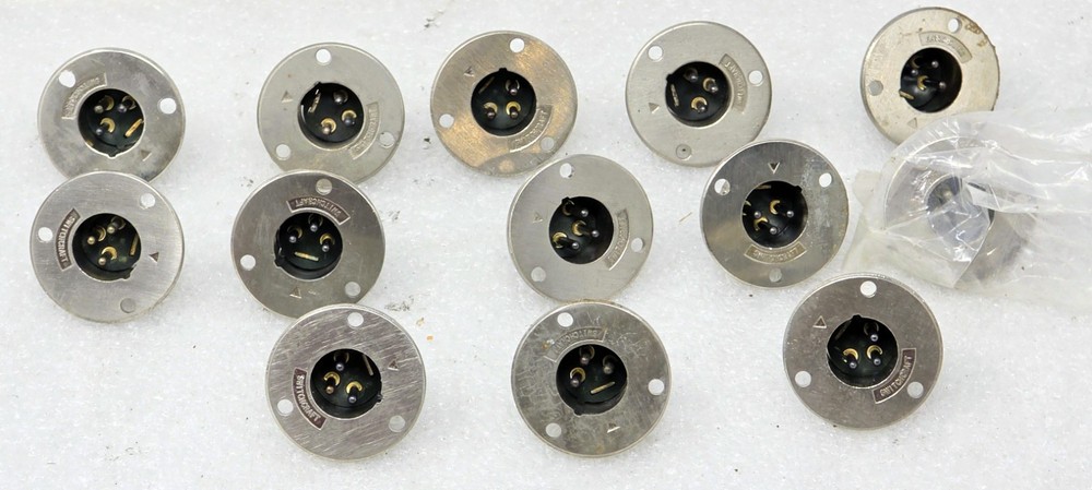 (Lot of 13) NOS Switchcraft C3M Nickel Finish Chassis Mount Receptacle Connector
