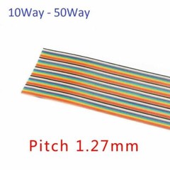 10Way-50Way Dupont Wire Flat Flexible Rainbow Ribbon PCB Cable Pitch 1.27mm