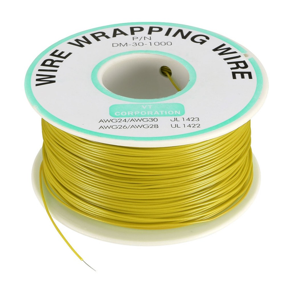 Wrapping Wire Tin Plated Copper Wire P/N DM-30-1000 30 AWG 200M Length Yellow