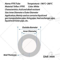 0.6-14mm OD PTFE Tubing 3D Printer PTFE Tube for Filament Extruders 0.3-11mm ID