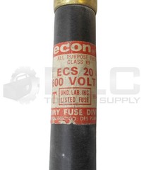 LOT OF 5 ECONOMY FUSE ECS20 DUAL ELEMENT FUSE 20A 600V