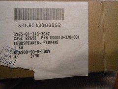 MACKAY / THALES LOUDSPEAKER PART # 600013-370-001 NSN: 5965-01-310-3052