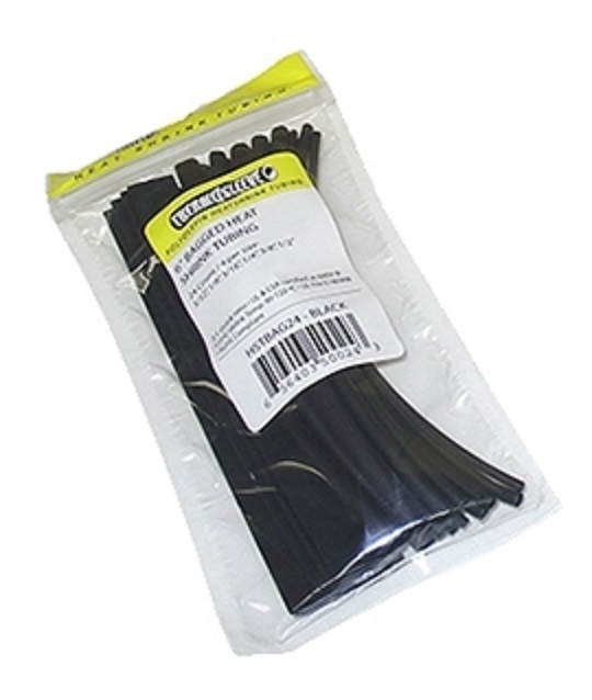 6″ Cut Size – THERMOSLEEVE – 2:1 BAGGED Heat Shrink 24 pcs 6sizes #HSTBAG24
