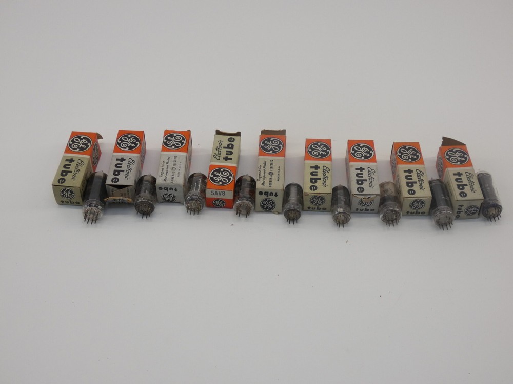 *Lot of 9* General Electric Vacuum Tubes, 5AV8, 6AW8A, 6BK5, 6BC8, 3CB6, 6BY6…