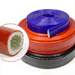 Silicone / Fibreglass Fire Sleeving Protective Heat Shield Sleeve Black/Red